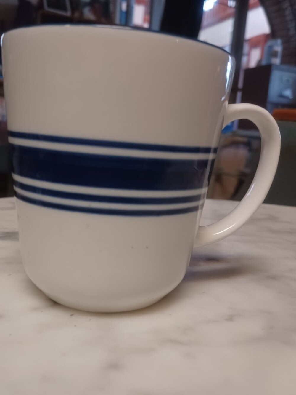 Mainstays Coffee Mug White with Blue Stripes